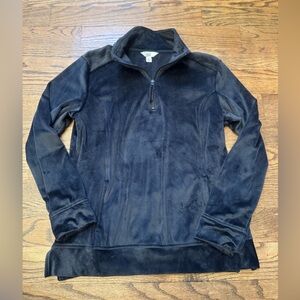 Croft & Barrow Navy Blue Velour Quarter Zip Pullover Women’s Medium
